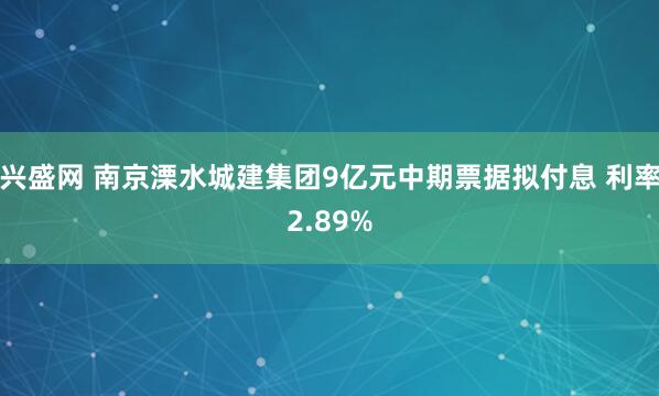 兴盛网 南京溧水城建集团9亿元中期票据拟付息 利率2.89%